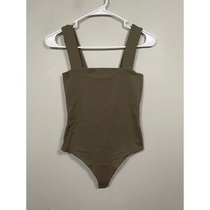 Nuuds Square Neck Tank Bodysuit In Mocha Size XS Shaping Casual Minimalist
